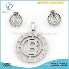 China factory direct round shape sets sale, custom silver stainless steel jewelry sets hot sale